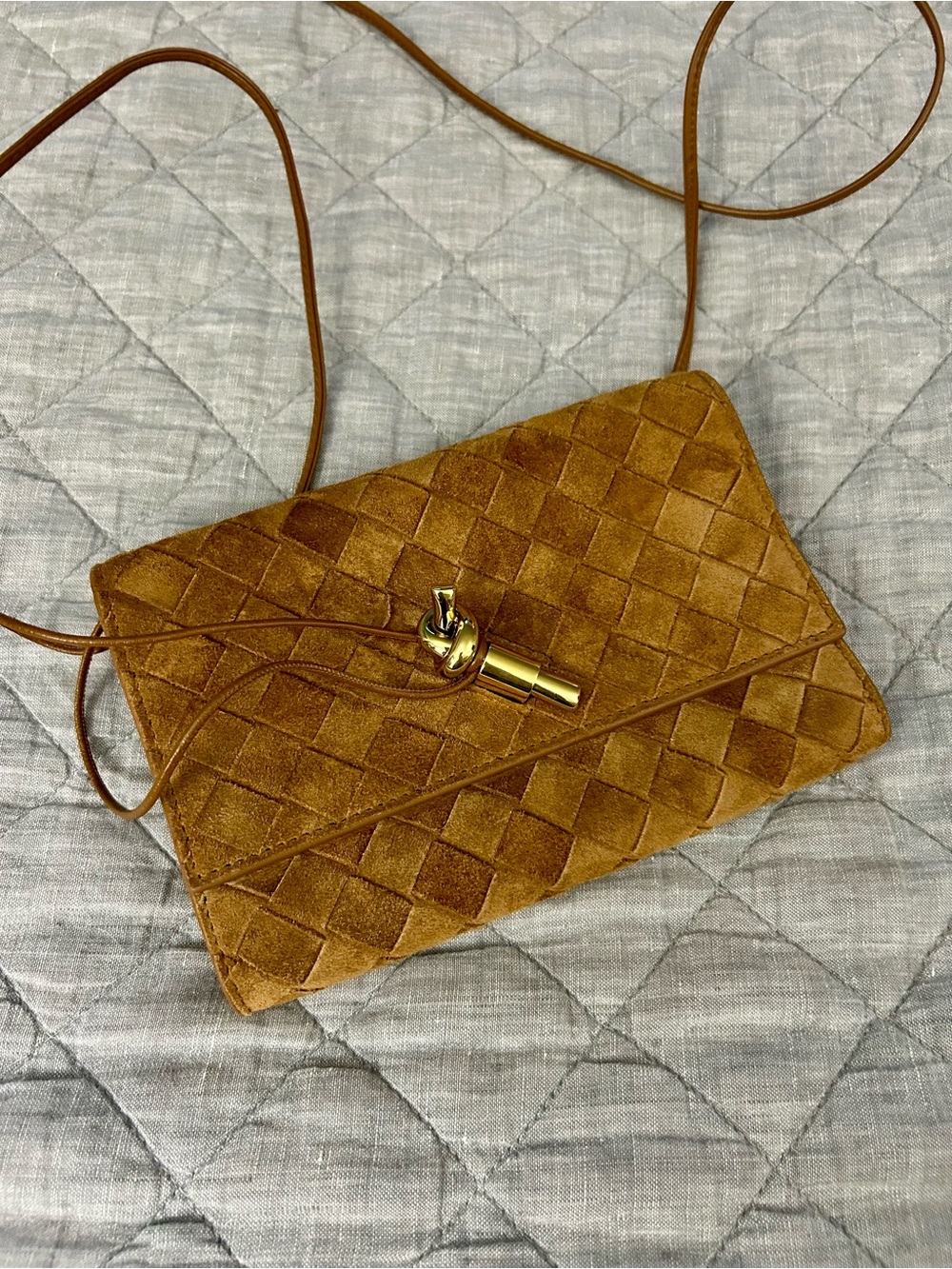 Bottega Veneta Andiamo Intrecciato Suede Crossbody Bag + Box & Dust Bag - Picture 2 of 16